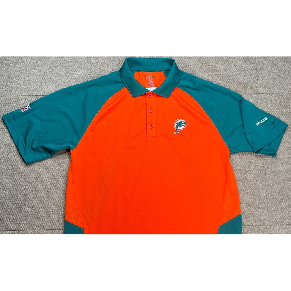 Reebok NFL‎ Embroidered Miami Dophins Golf Polo Shirt Size Large - Picture 2 of 9